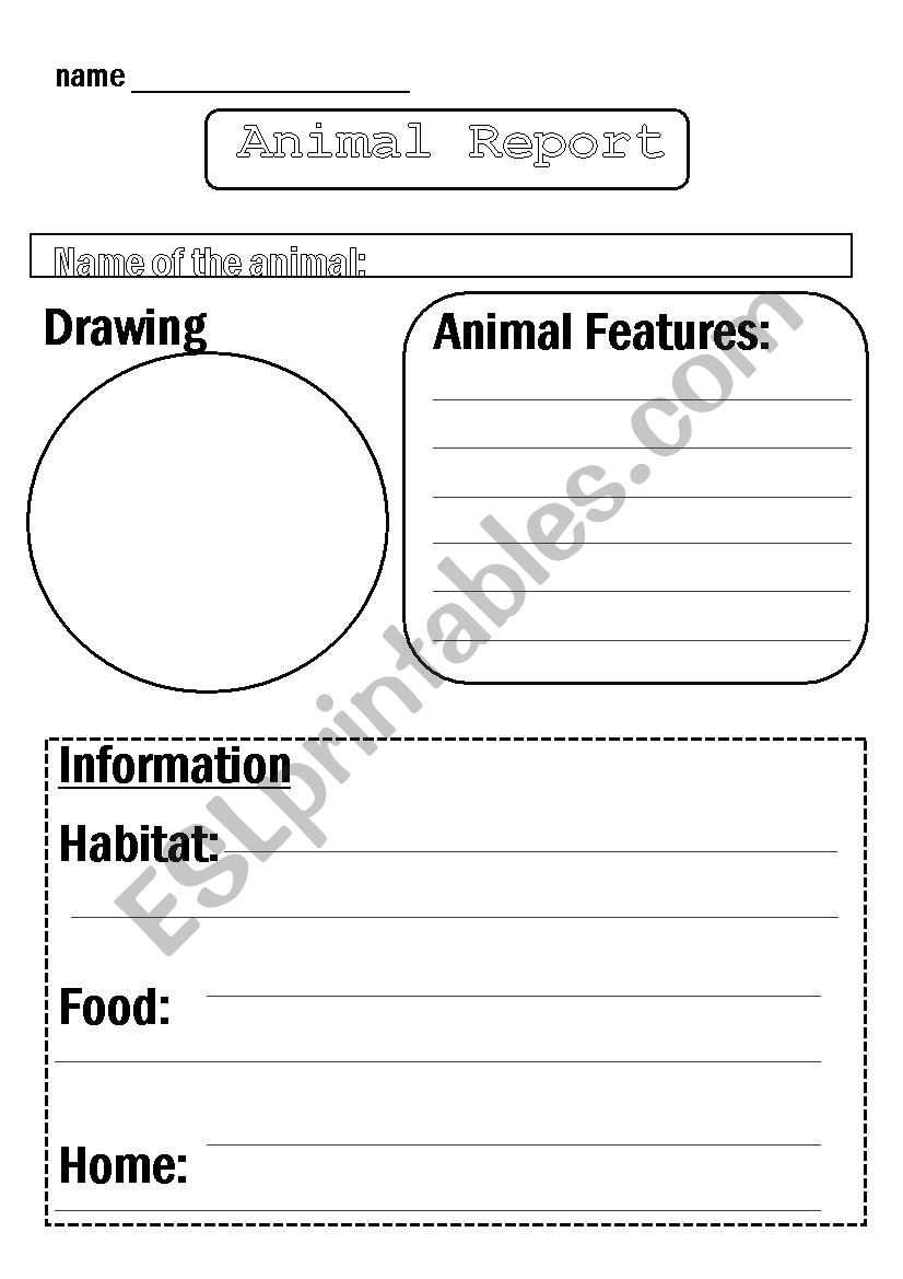 Animal Report Template - Esl Worksheetflora.m123 Inside Animal Report Template