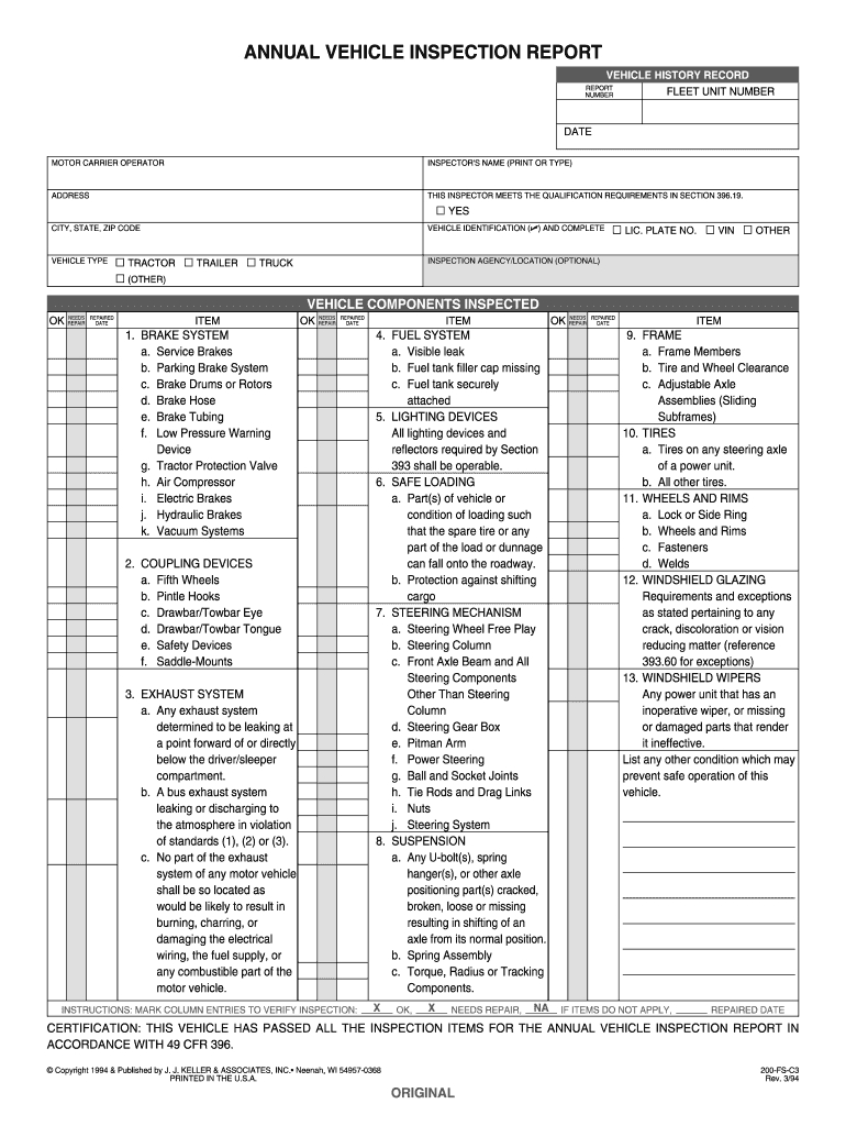 Annual Vehicle Inspection Report Fillable Pdf – Fill Online Pertaining To Vehicle Inspection Report Template