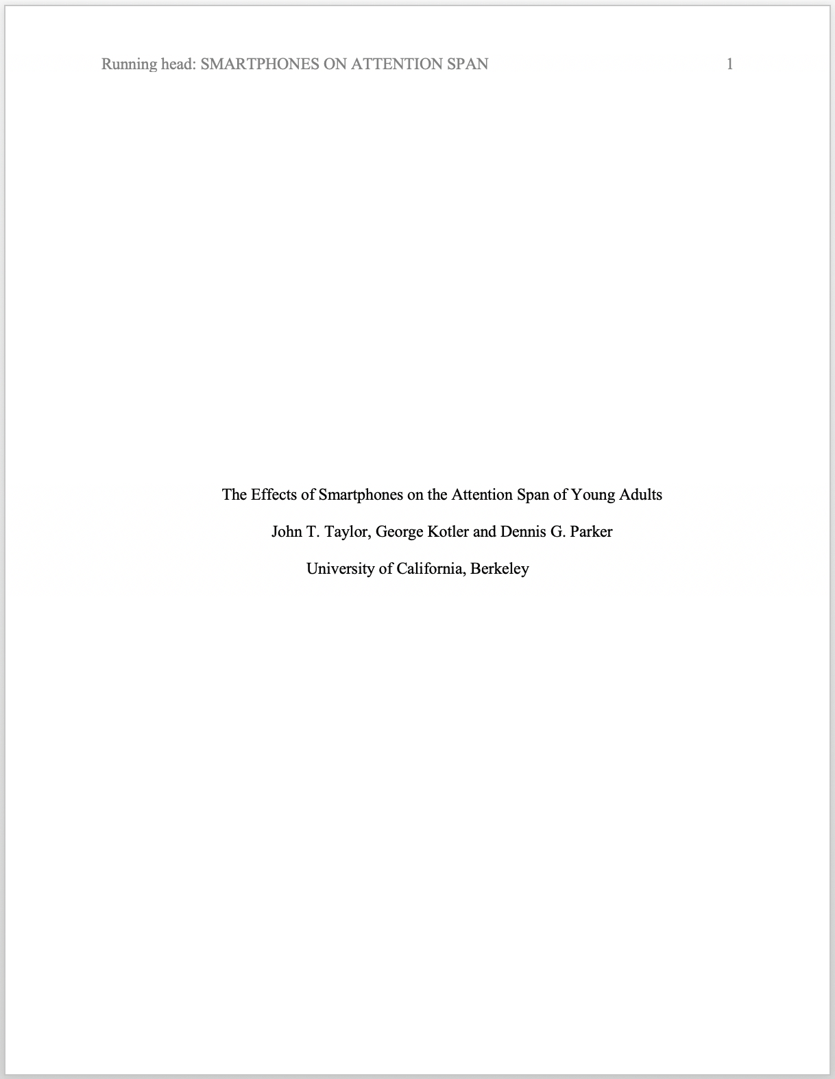 Apa Format For Academic Papers And Essays [Template] For Apa Research Paper Template Word 2010