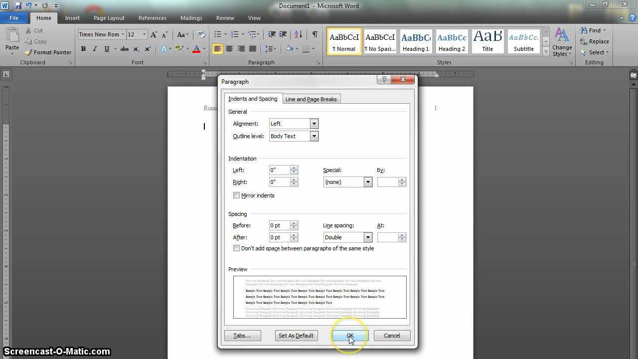 Apa Format Setup In Word 2010 Updated Inside Apa Template For Word 2010