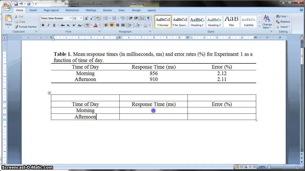 Apa Tables In Word - Falep.midnightpig.co With Apa Table Template Word