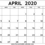 April 2020 Printable Calendar – Free Printable Calendar In Blank Calander Template