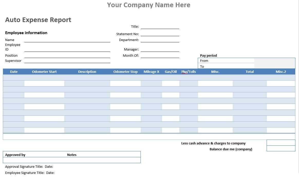 Auto Expense Report - Word Template - Word Templates For With Regard To Microsoft Word Expense Report Template