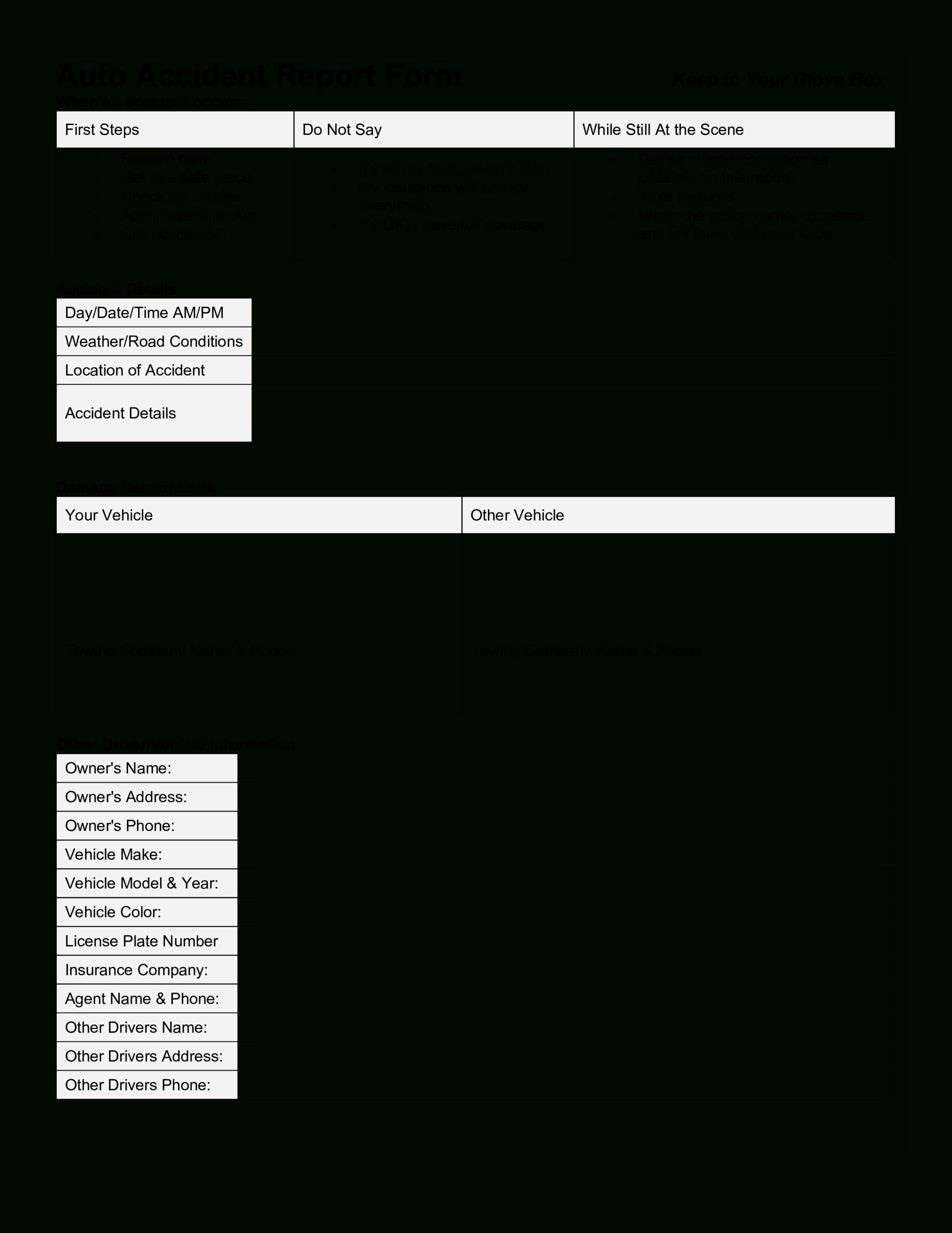 Auto Incident Report - Calep.midnightpig.co With Regard To Motor Vehicle Accident Report Form Template