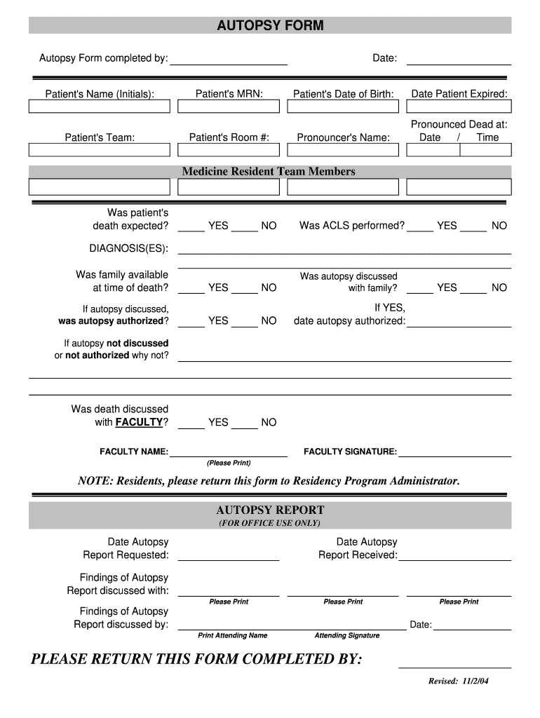 Autopsy Report Template – Fill Online, Printable, Fillable For Coroner's Report Template