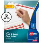 Avery 8 Tab Print & Apply Clear Label Dividers, 5 Sets (11437) – Walmart Within 8 Tab Divider Template Word