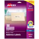 Avery Address Labels, Sure Feed, 1" X 2 5/8", 300 Clear Labels (18660) –  Walmart For Labels 8 Per Sheet Template Word