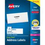 Avery® Easy Peel(R) Address Labels, Sure Feed(Tm) Technology, Permanent  Adhesive, 1 1/3" X 4", 1,400 Labels (5162) – Permanent Adhesive – 4" Width  X 1 In Word Label Template 12 Per Sheet