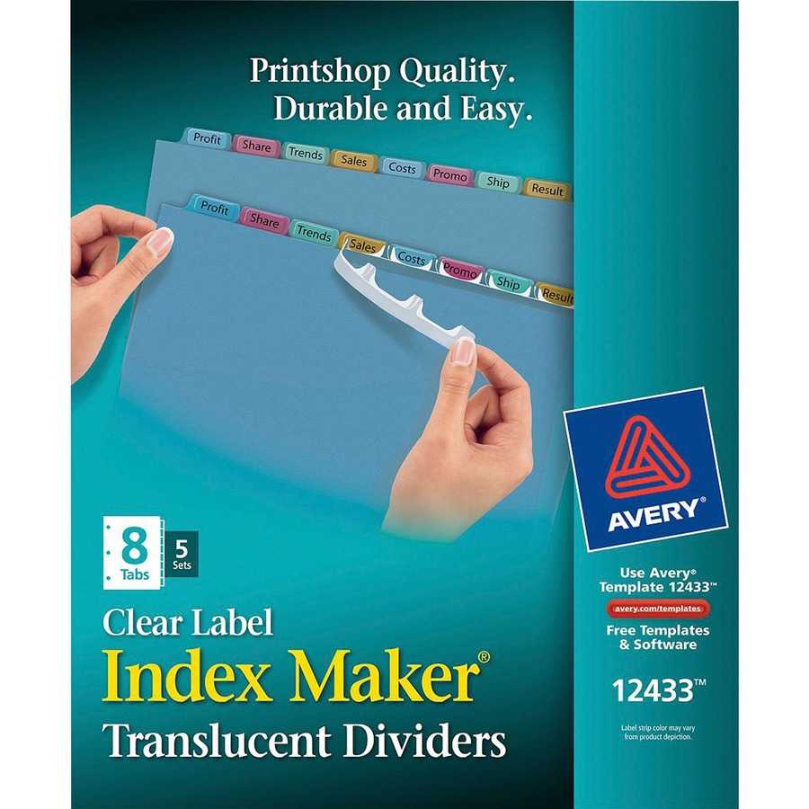 Avery Print & Apply Clear Label Plastic Dividers With Multicolor Tabs, 8  Tab Set – 5 Sets/pack Pertaining To 8 Tab Divider Template Word