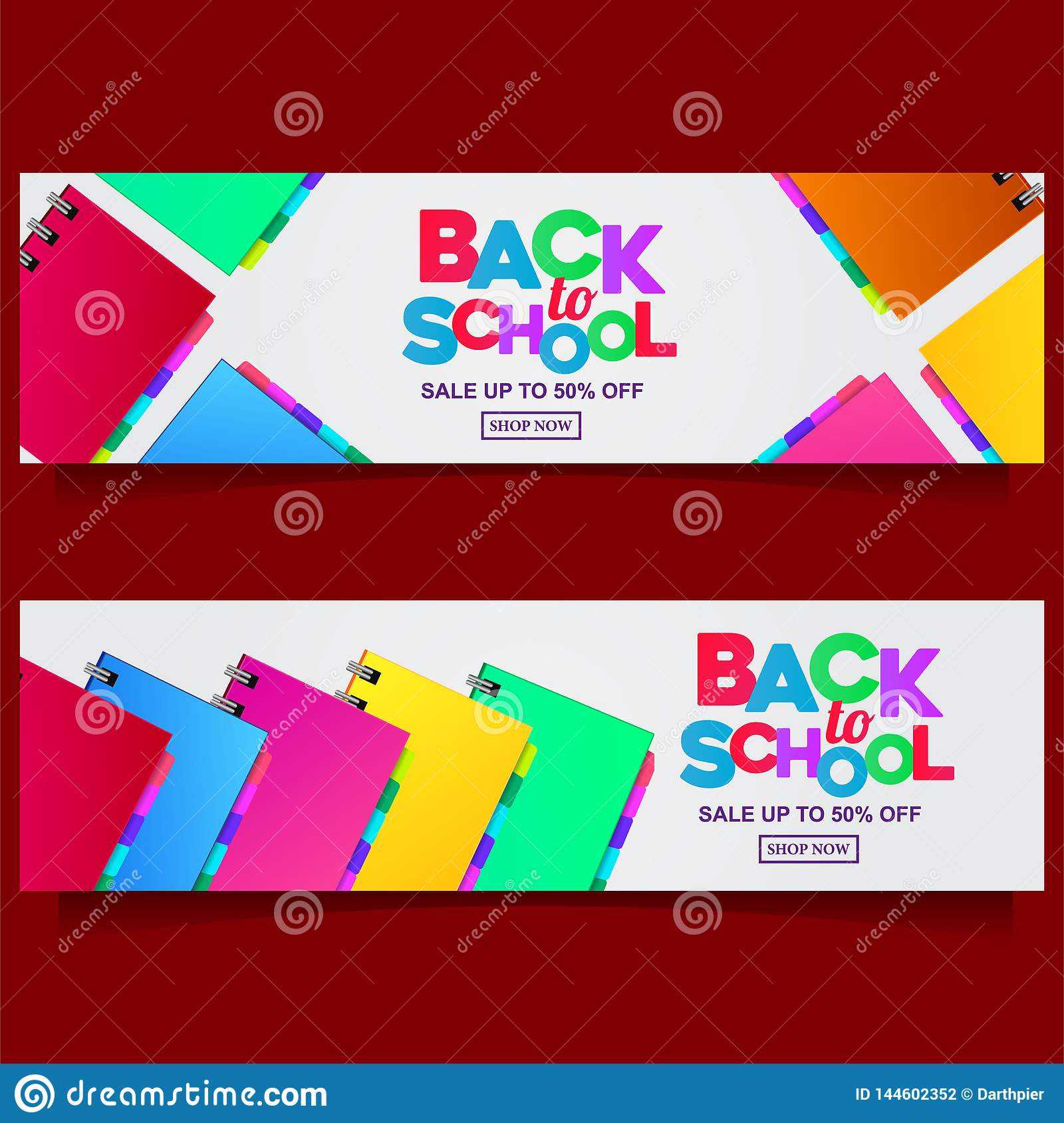 Back To School Colorful Text Banner Template With Stationary With Classroom Banner Template