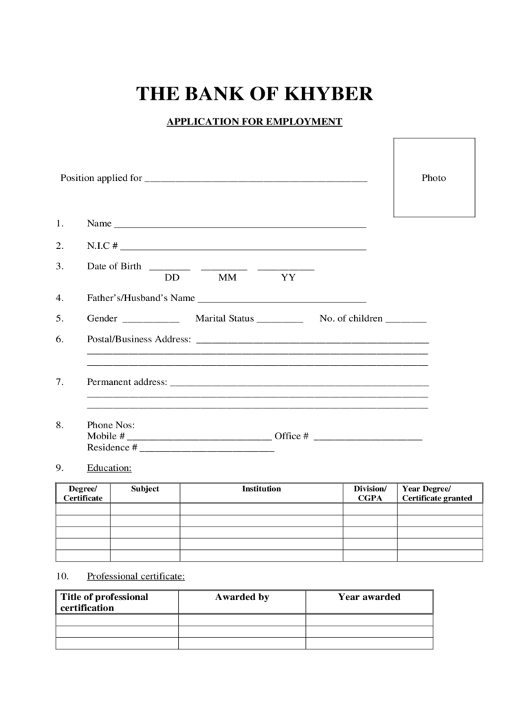 Bank Job Application Form – 5 Free Templates In Pdf, Word Intended For Job Application Template Word