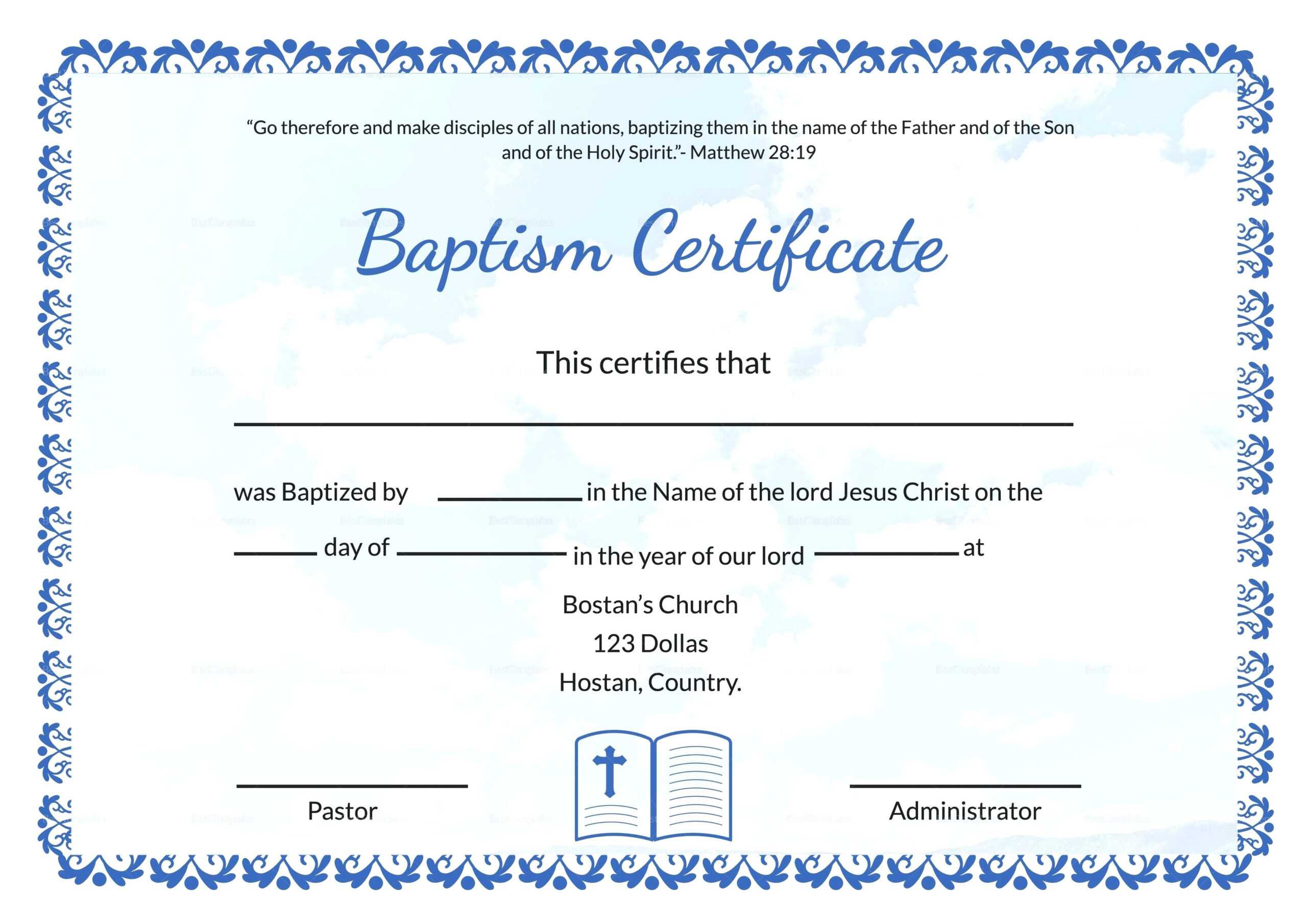 Baptism Certificate Template Word – Heartwork With Regard To Baptism Certificate Template Word