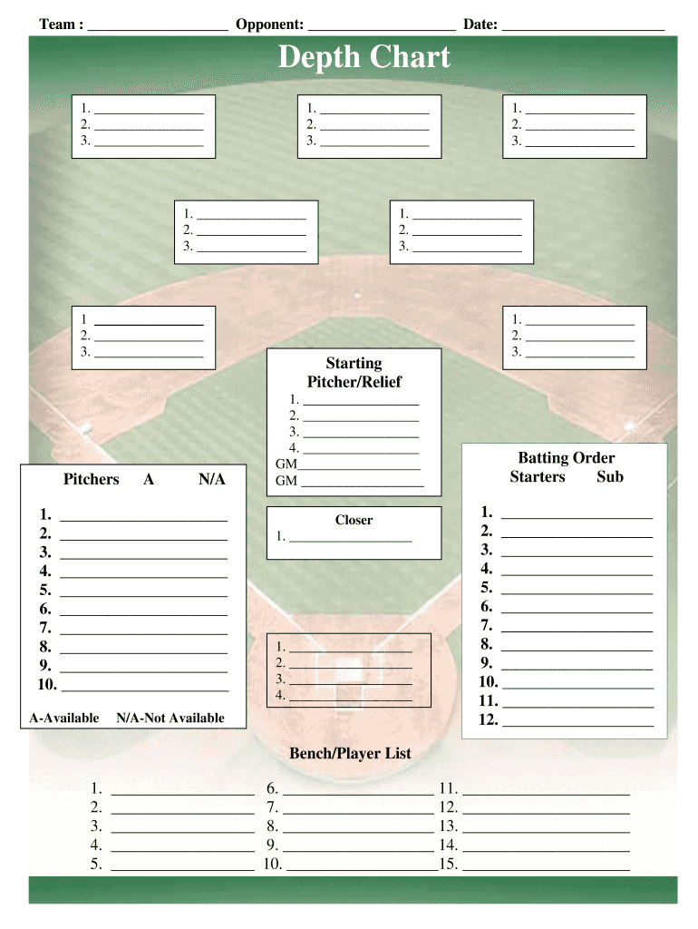 Baseball Depth Chart Template – Duna Intended For Blank Football Field Template