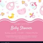 Bashower Invitation Banner Template Pink Card inside Baby Shower Banner Template