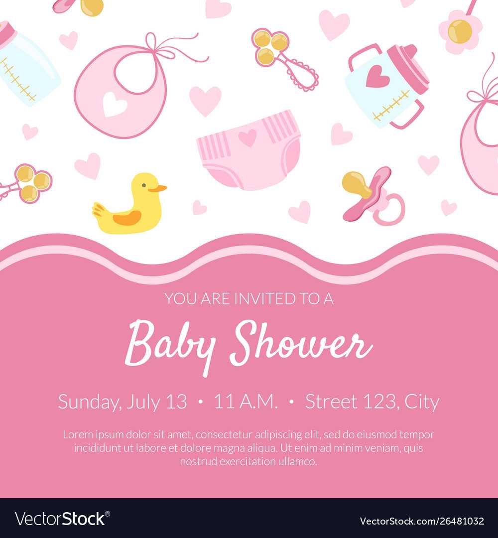 Bashower Invitation Banner Template Pink Card Inside Baby Shower Banner Template