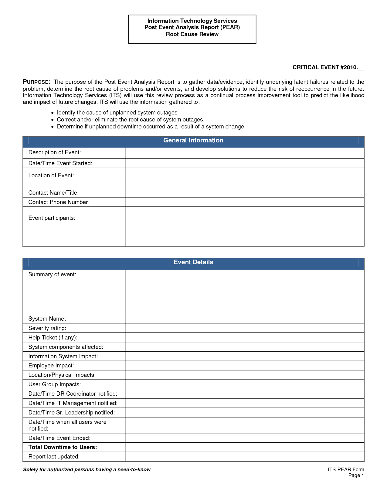 Basic Root Cause Post Event Analysis Report Template : V M D Throughout Root Cause Report Template