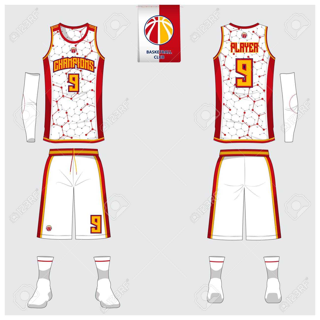 Basketball Uniform Or Sport Jersey, Shorts, Socks Template For.. With Regard To Blank Basketball Uniform Template