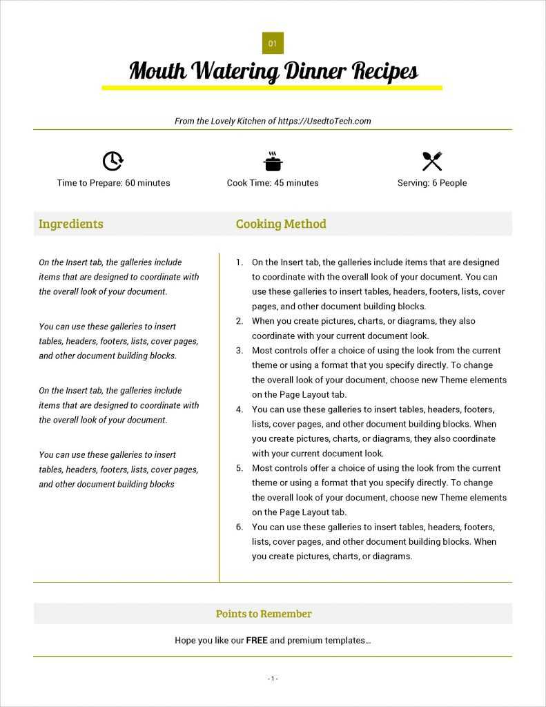 Best Looking Full Page Recipe Card In Microsoft Word – Used Intended For Full Page Recipe Template For Word