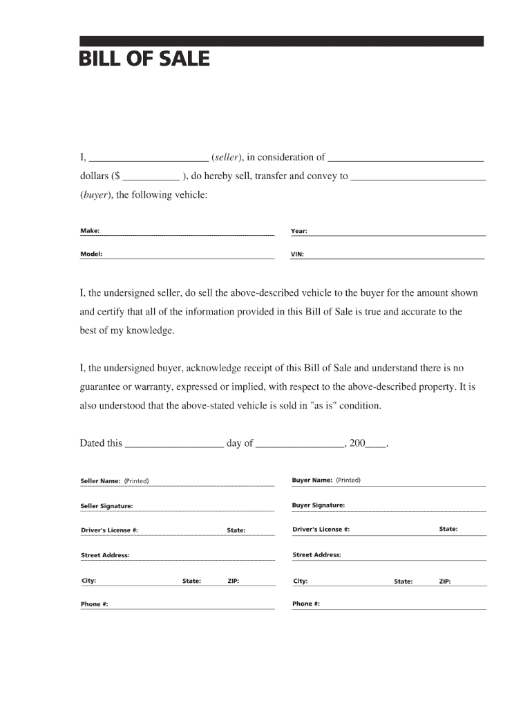 Bill Of Sale For Car – Fill Online, Printable, Fillable Regarding Vehicle Bill Of Sale Template Word