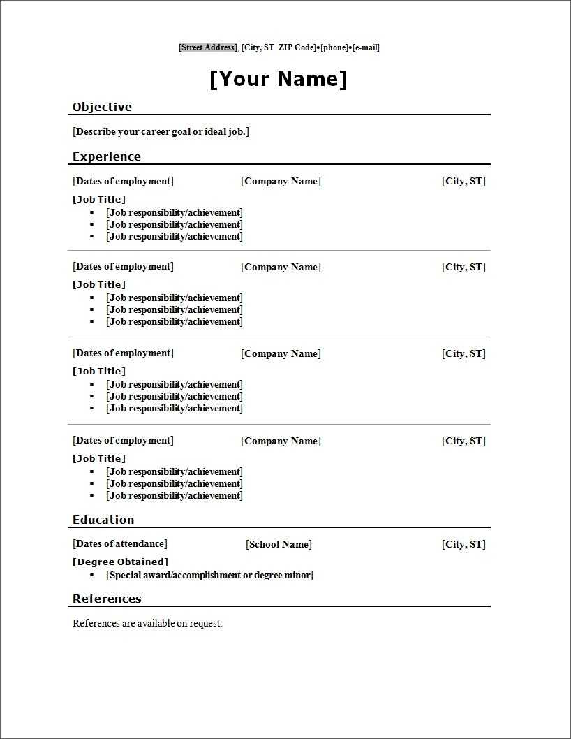 Biodata Format In Word File Free Download – Resume Template 2018 Intended For Simple Resume Template Microsoft Word