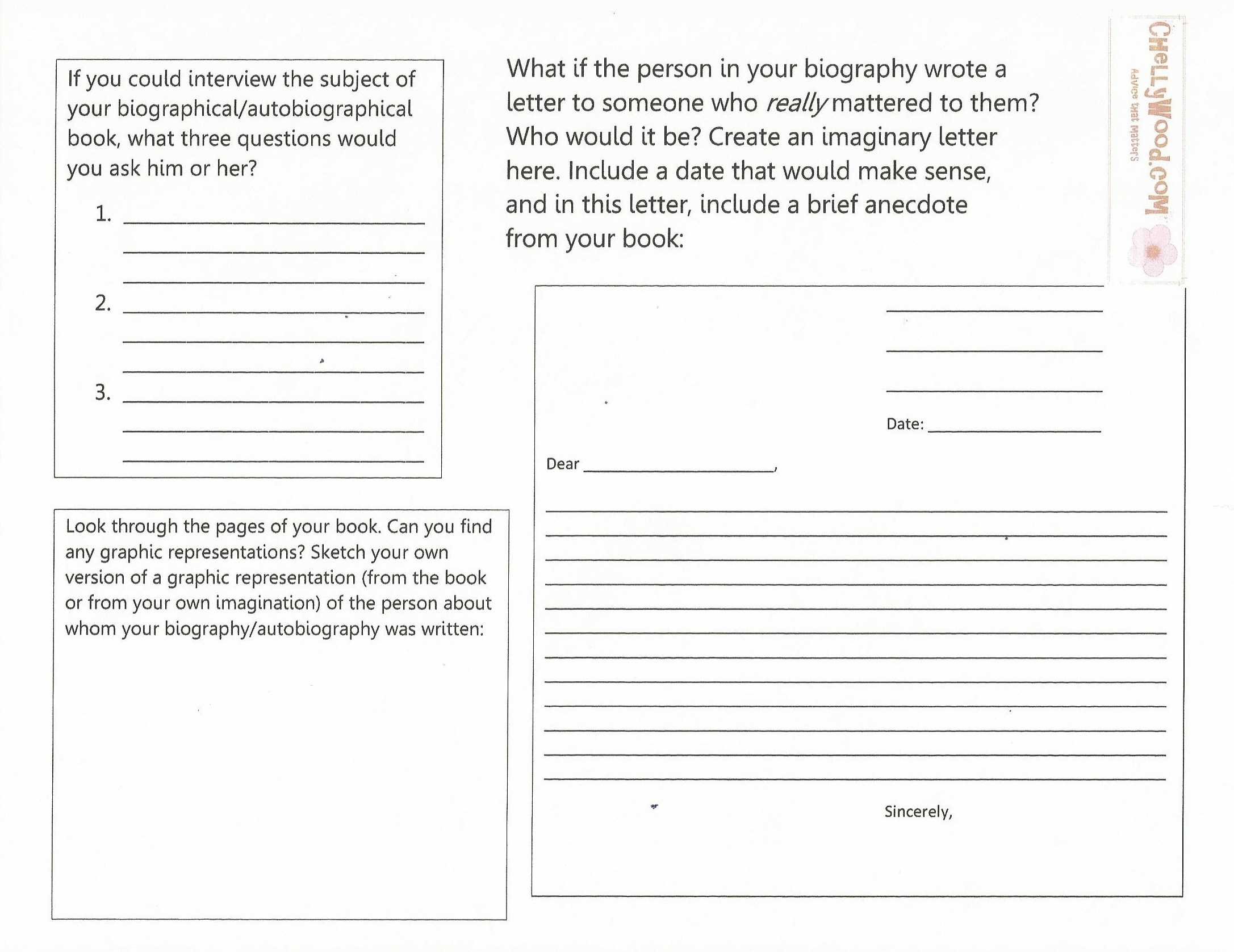 Biographical Book Report Form For Teaching Nonfiction Using Within Biography Book Report Template