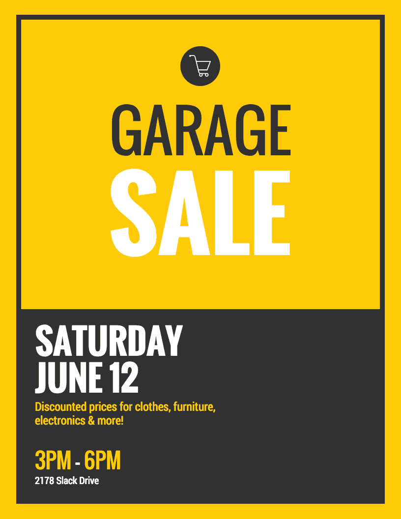 Black & Yellow Flat Event Poster Idea – Venngage Poster Examples With Garage Sale Flyer Template Word