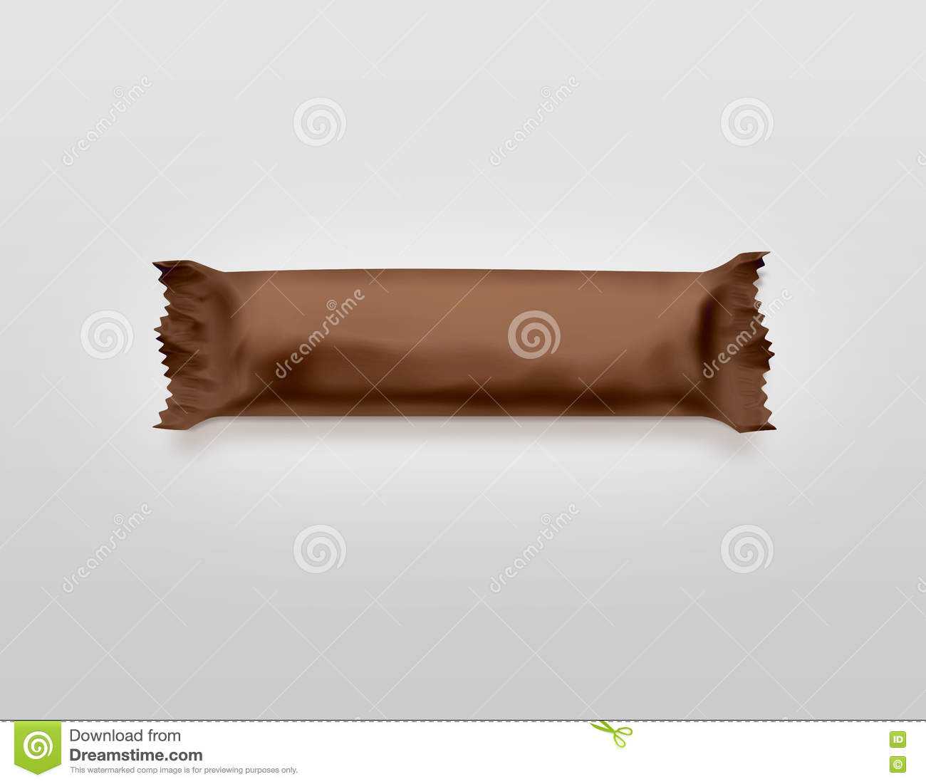 Blank Brown Candy Bar Plastic Wrap Mockup Isolated. Stock Regarding Blank Candy Bar Wrapper Template For Word