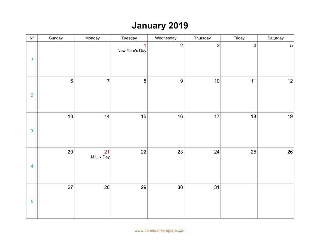 Blank Calendar 2019 Within Blank One Month Calendar Template