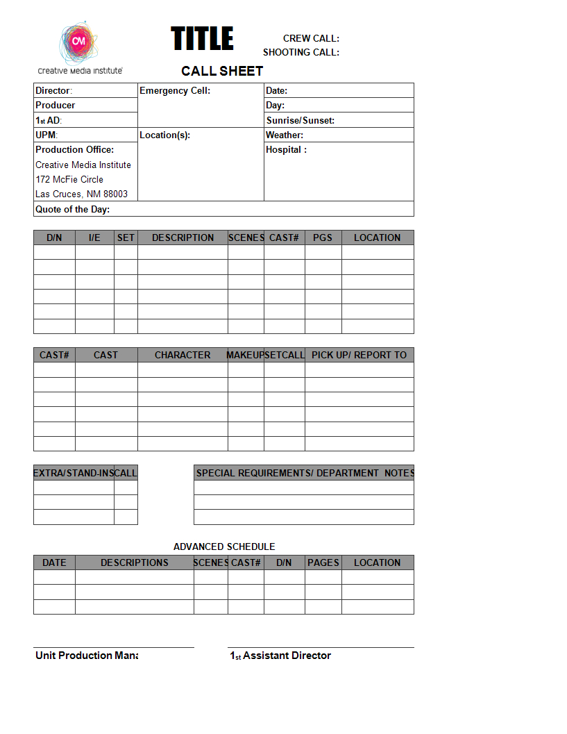 Blank Call Sheet | Templates At Allbusinesstemplates Throughout Blank Call Sheet Template