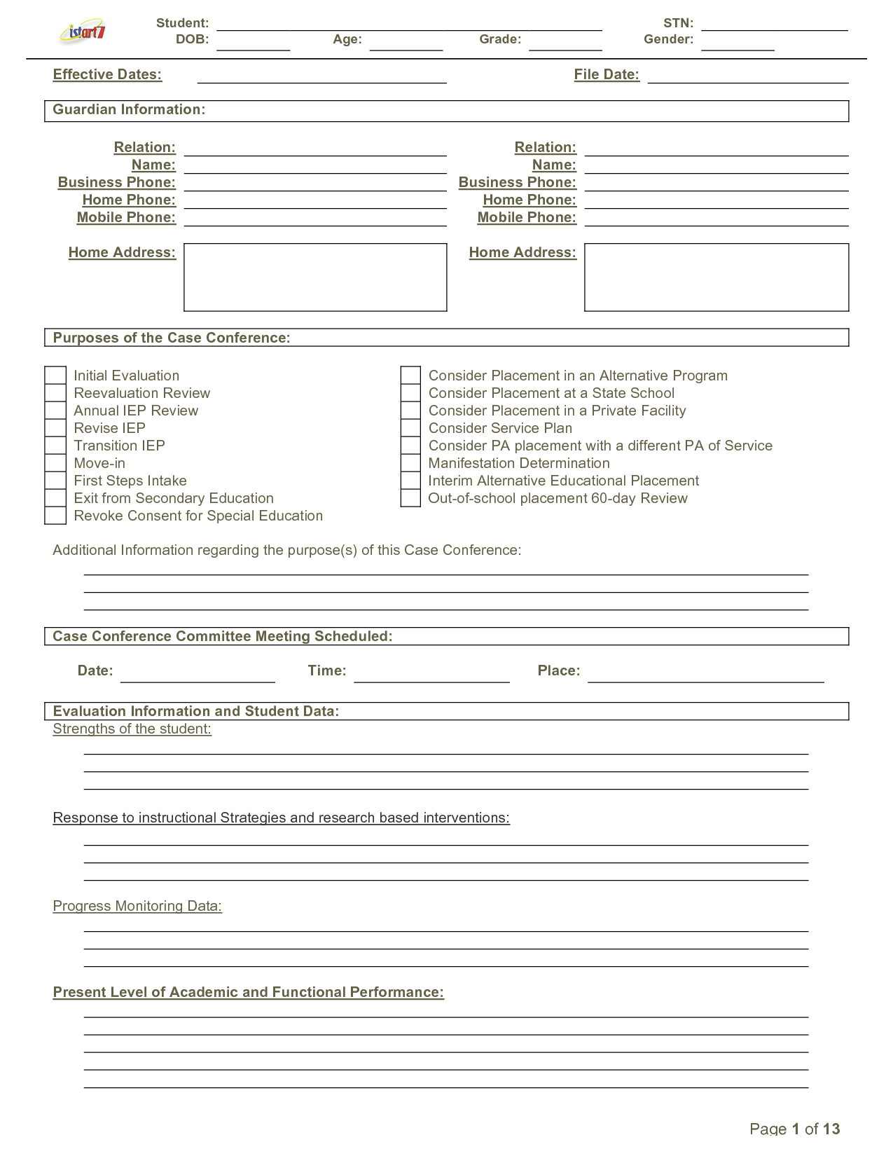 Blank Iep Form Template - Template Intended For Blank Iep Template