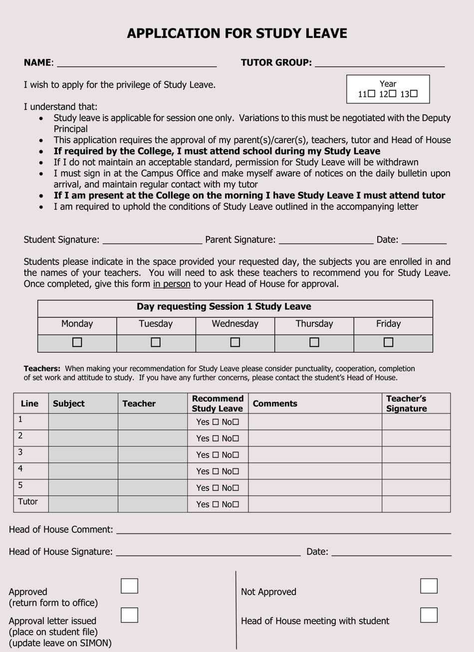 Blank Leave Application Form Templates (8+ Pdf Samples) Regarding School Registration Form Template Word