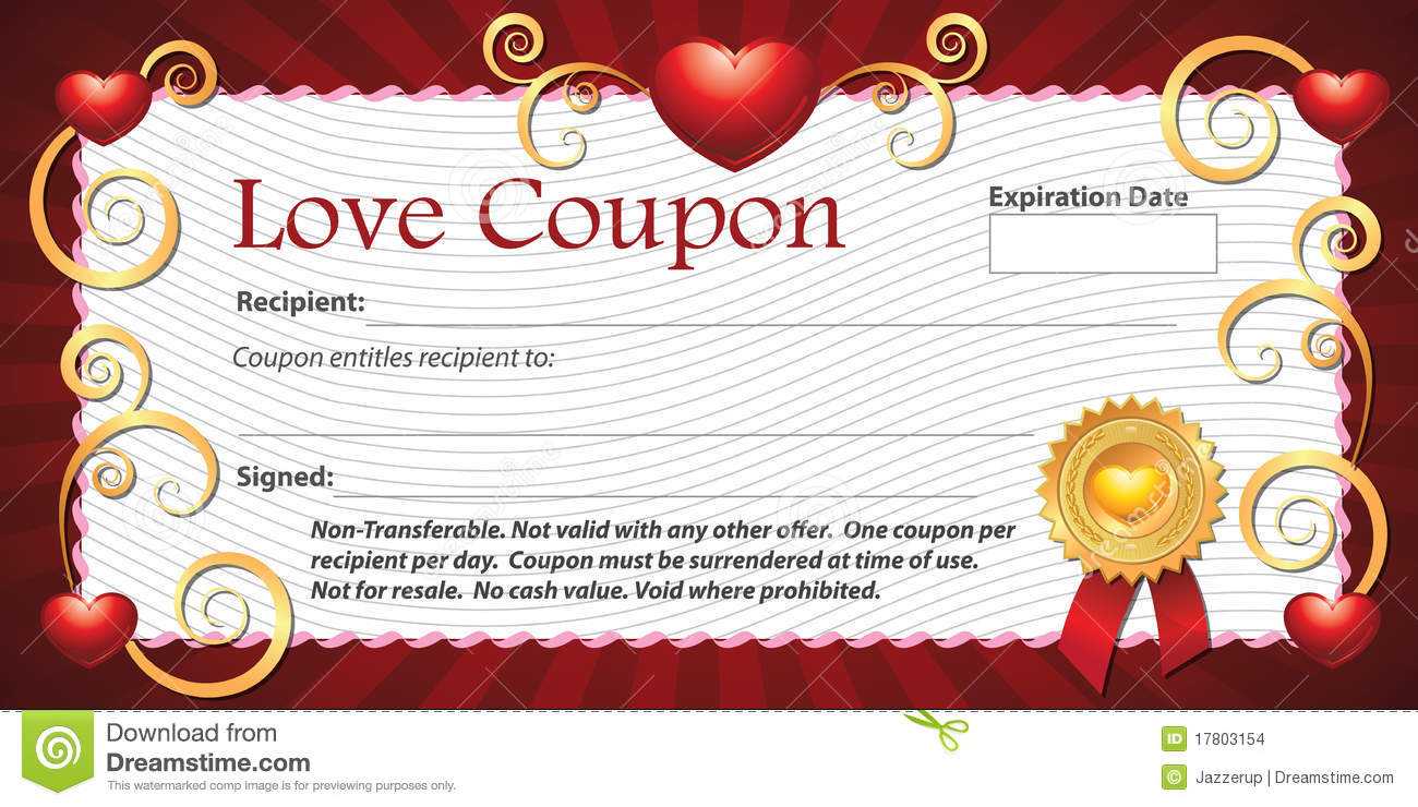 Blank Love Coupon Stock Illustration. Illustration Of With Love Coupon Template For Word