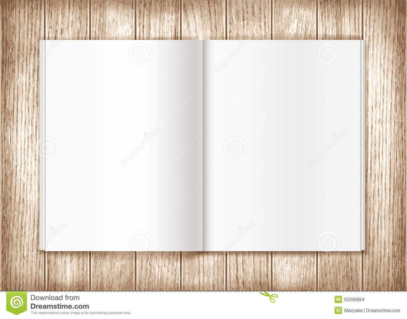 Blank Magazine On Wooden Background. Template Stock Throughout Blank Magazine Spread Template