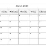 Blank March 2020 Calendar – Record Your Personal Activities With Blank Activity Calendar Template