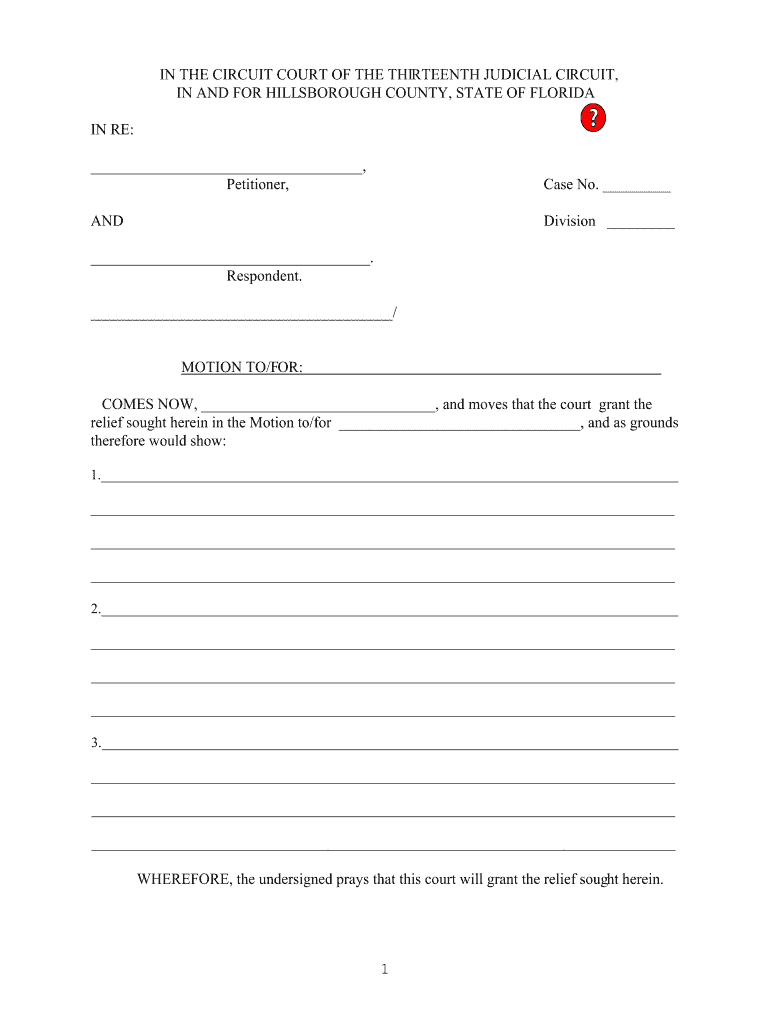 Blank Motion Form Florida – Fill Out And Sign Printable Pdf Template |  Signnow Inside Blank Petition Template
