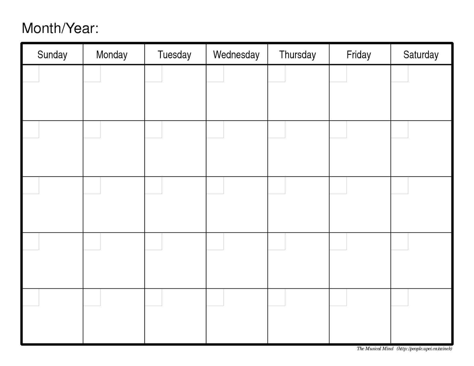 Blank Printable Monthly Calendar With No Dates | Example Regarding Blank One Month Calendar Template