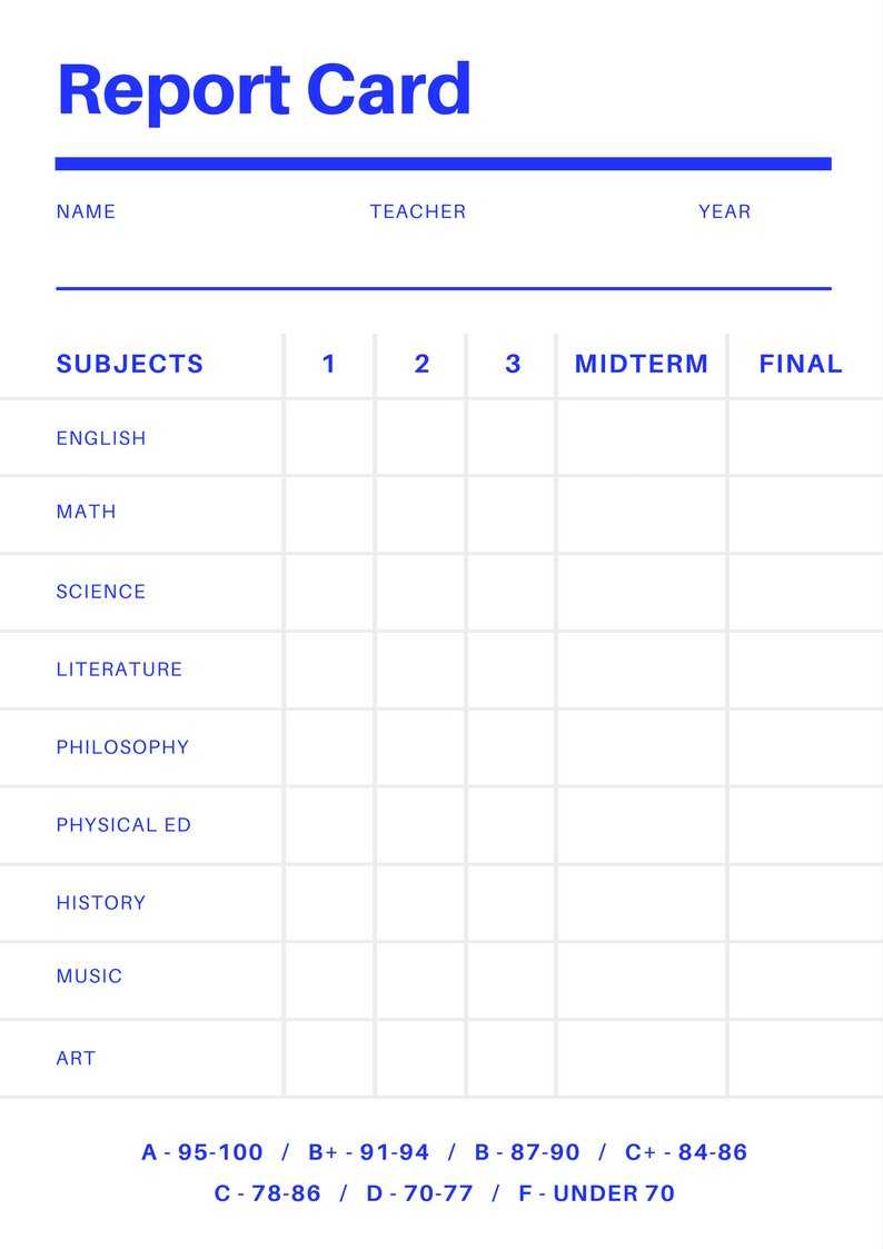 Blank Report Card Template - Best Professional Template With Blank Report Card Template