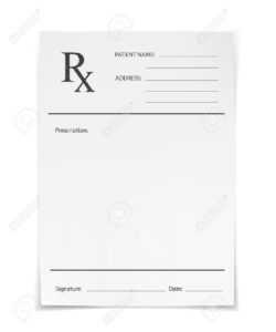 Blank Rx Prescription Form Isolated On White Background with Blank Prescription Form Template