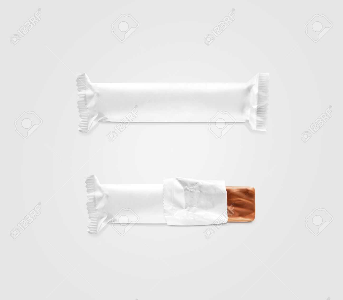 Blank White Candy Bar Plastic Wrap Mockup Isolated. Closed And.. Within Free Blank Candy Bar Wrapper Template