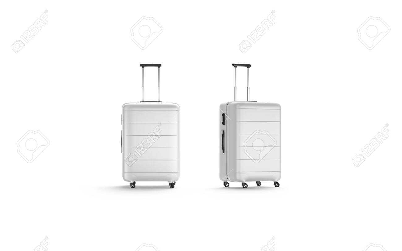 Blank White Luggage With Handle Mock Up Stand Isolated, 3D Rendering Intended For Blank Suitcase Template