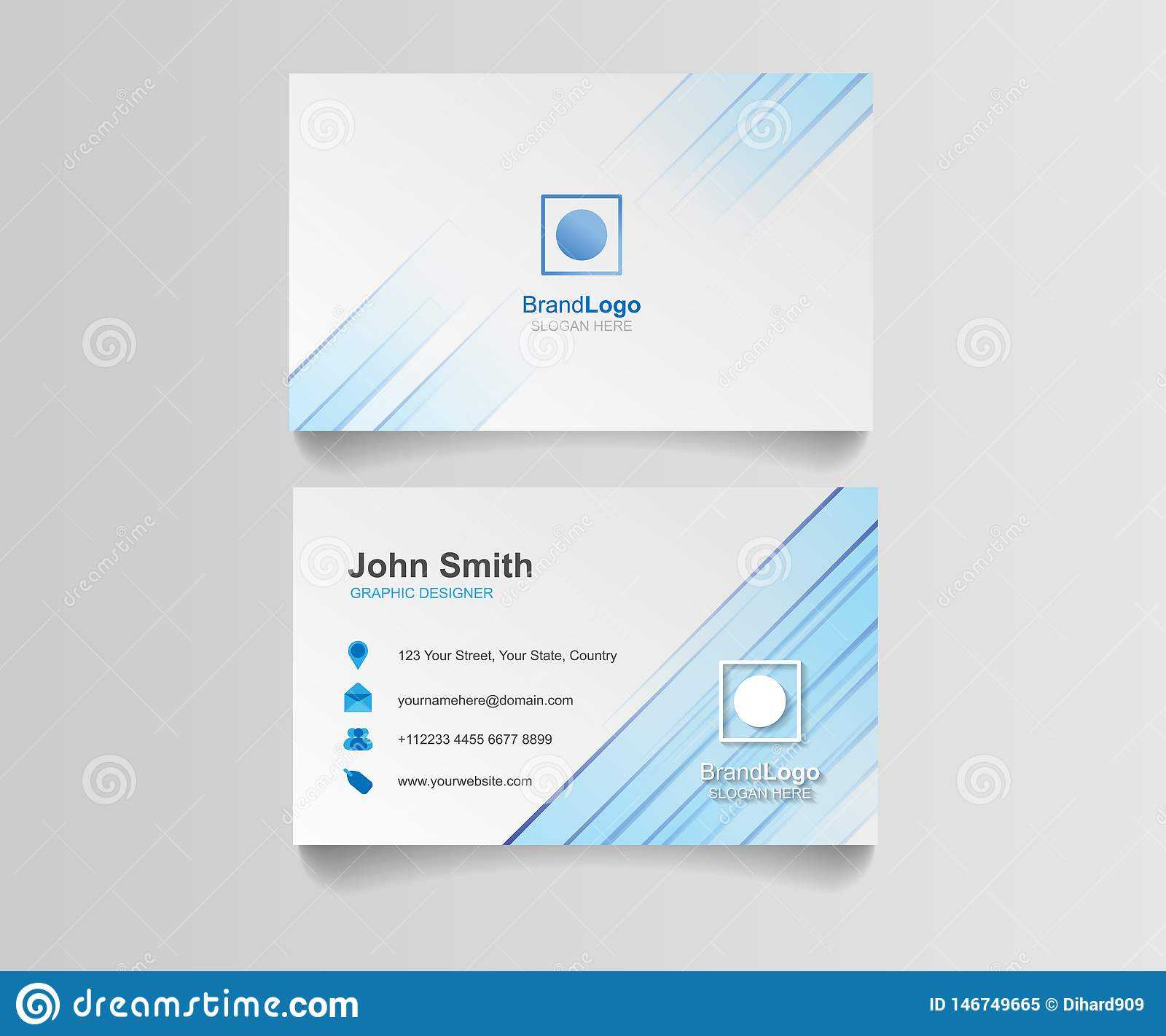 Blue Business Card Template Illustration Design. Identity With Regard To Blank Business Card Template Download