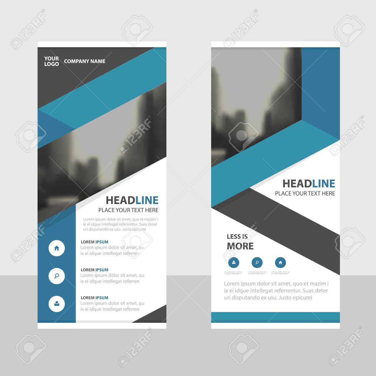 Blue Business Roll Up Banner Flat Design Template ,abstract Geometric.. Throughout Pop Up Banner Design Template