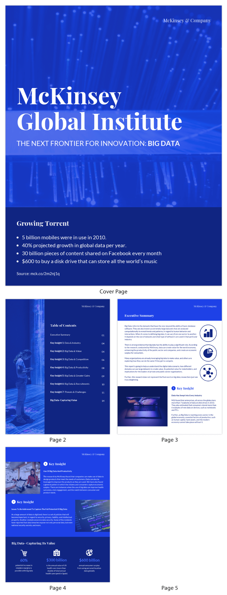 Blue Tech Mckinsey Consulting Report Template Regarding Mckinsey Consulting Report Template