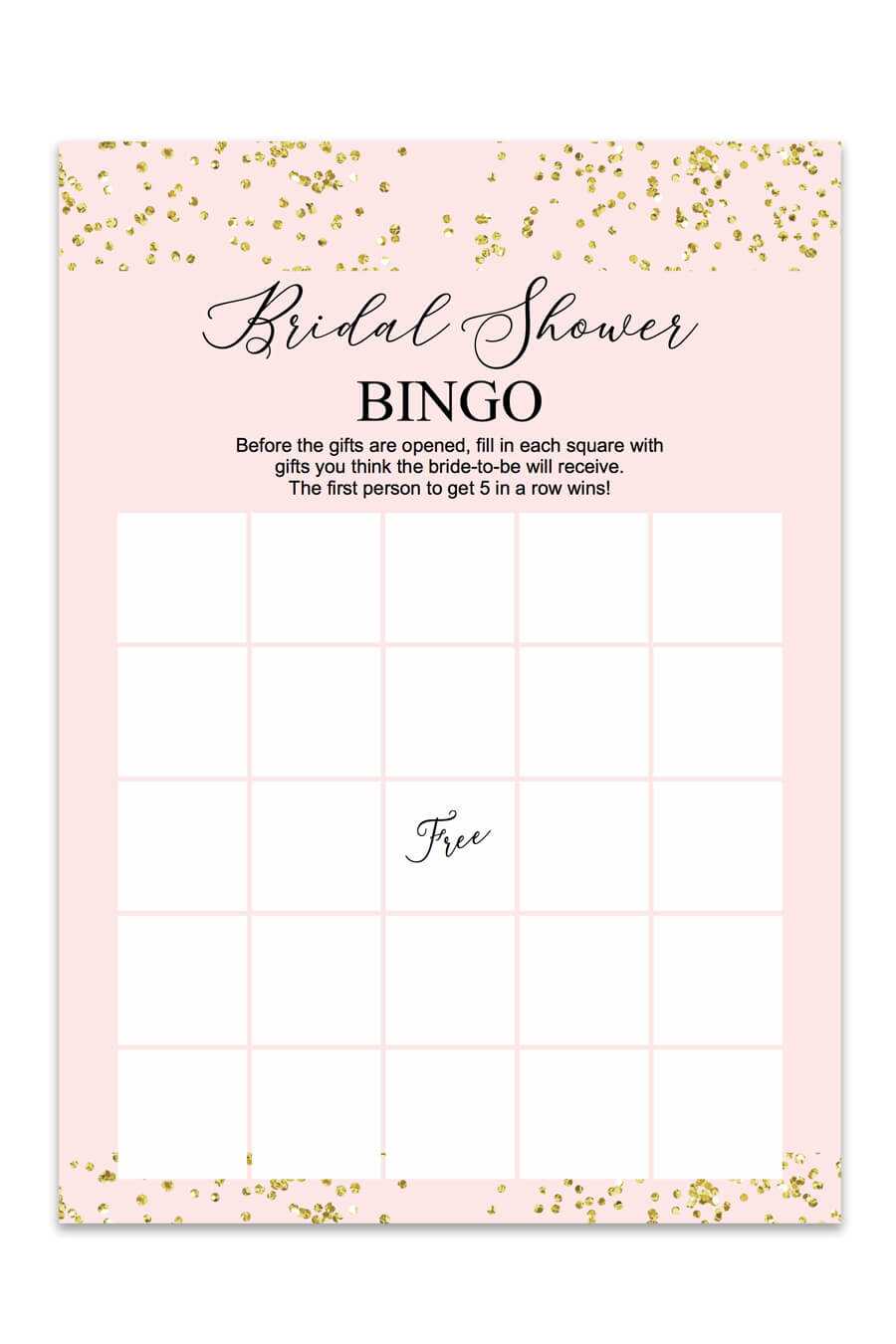 Blush And Confetti Bridal Shower Bingo – Chicfetti With Regard To Blank Bridal Shower Bingo Template