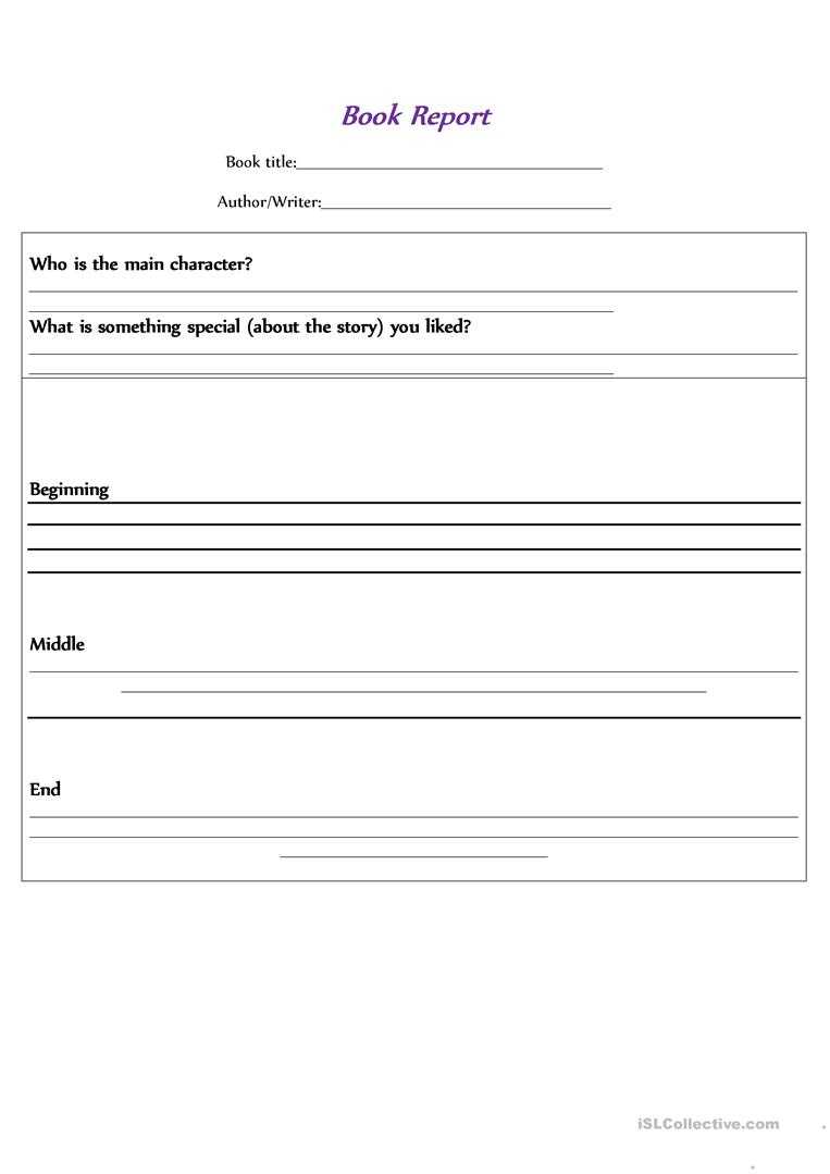 Book Report Template - English Esl Worksheets For Distance Intended For Story Report Template