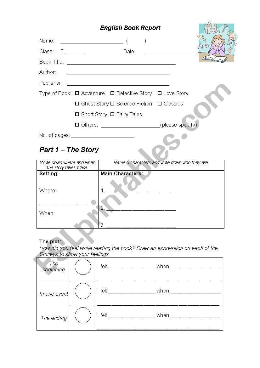 Book Report Template – Esl Worksheetfellowcoco Pertaining To Story Report Template