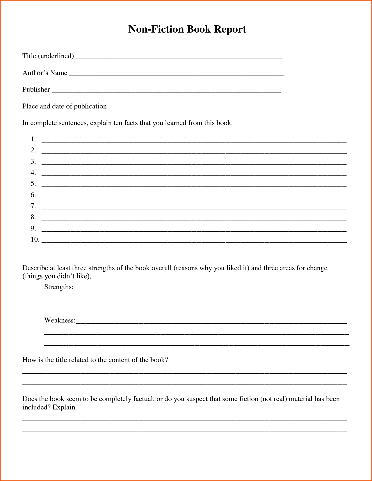 Book Report Worksheet | Printable Worksheets And Activities Throughout Nonfiction Book Report Template