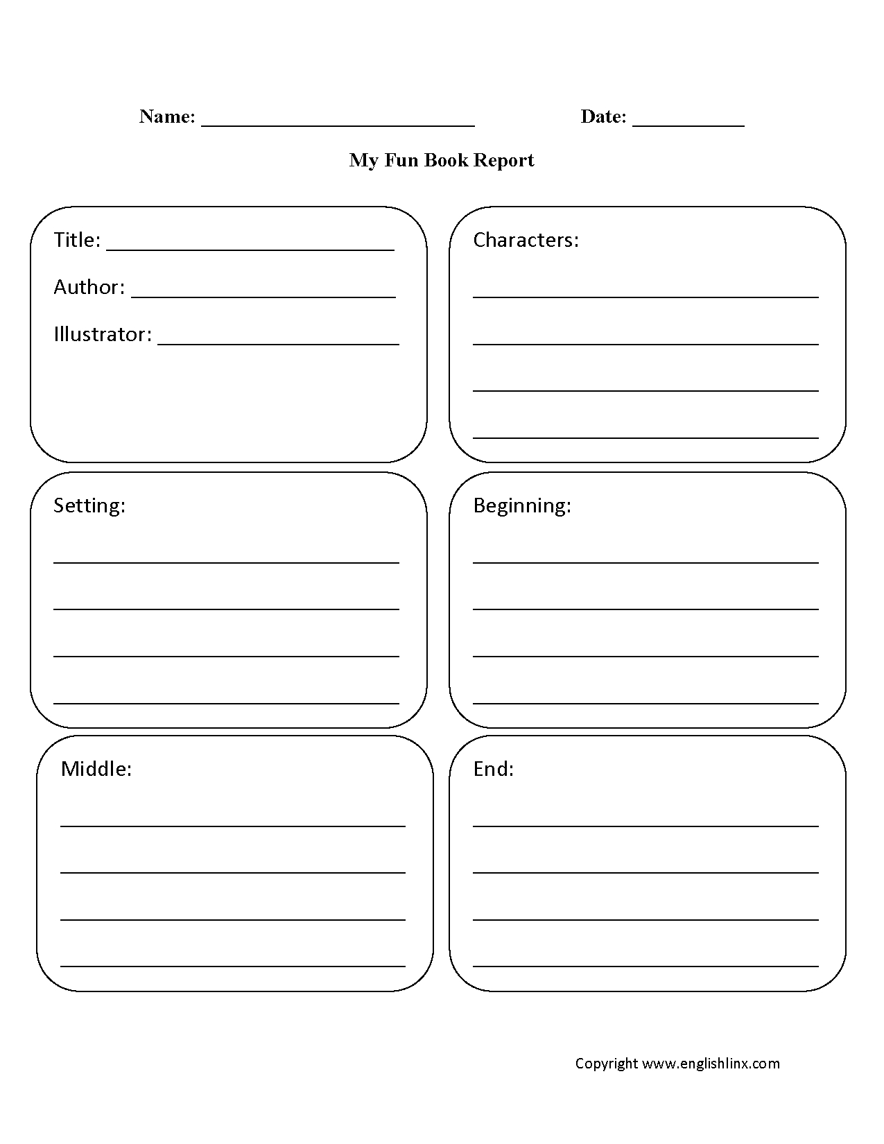 Book Report Worksheets | My Fun Book Report Worksheet Throughout 4Th Grade Book Report Template