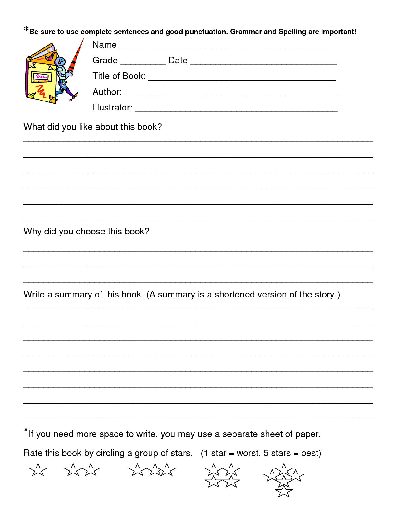 Book Review Worksheet Grade 5 | Printable Worksheets And Intended For Book Report Template 5Th Grade
