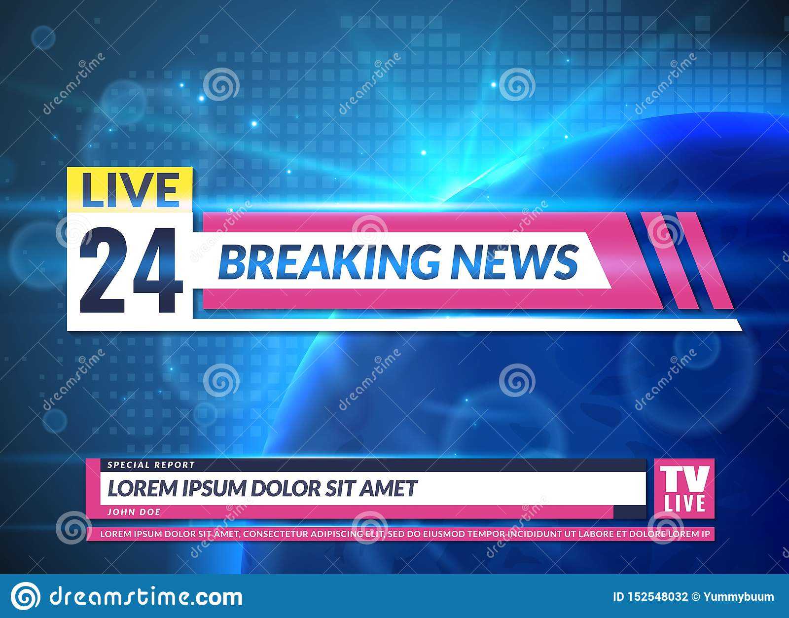 Breaking News. Tv Reporting Screen Banner Template Design Within News Report Template
